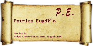 Petrics Eugén névjegykártya
